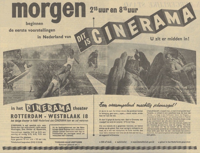 Cinerama reclame van 14 juli 1960